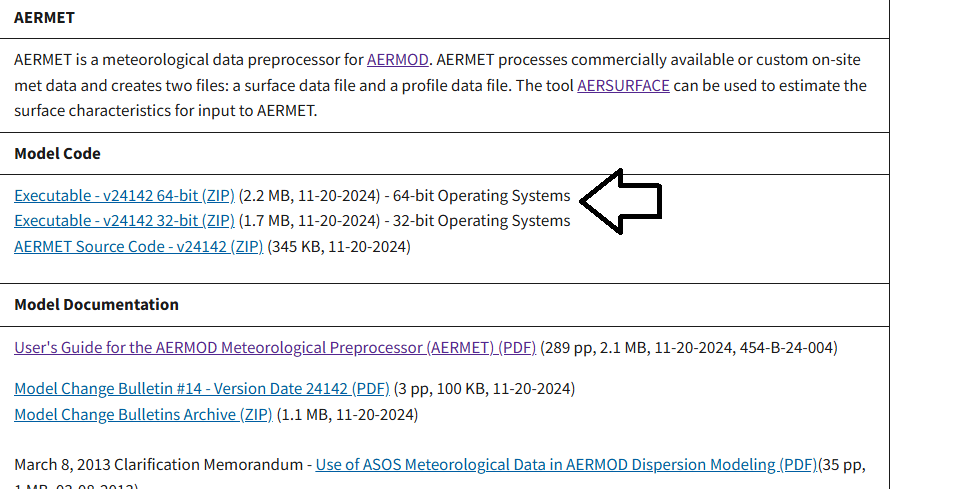 Figure 1 – AERMET download